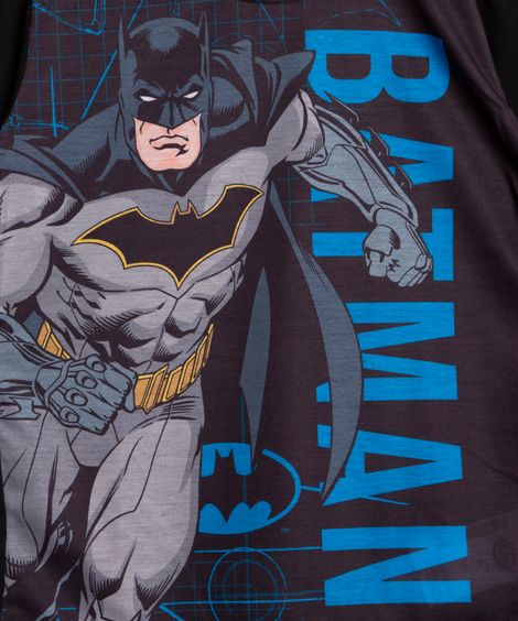 camiseta infantil manga curta batman preto