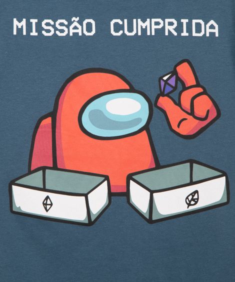 camiseta juvenil manga curta among us azul médio