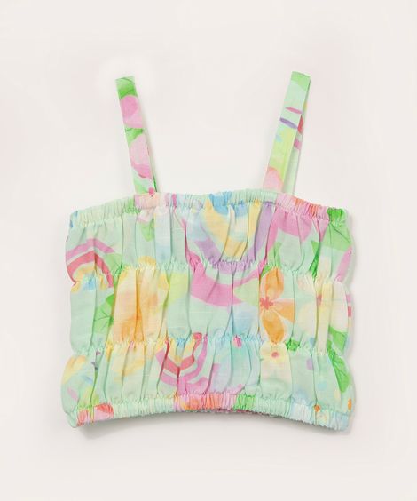 regata cropped infantil floral verde