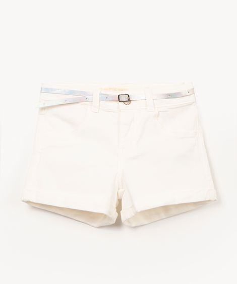 short infantil de sarja com cinto branco