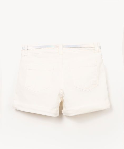 short infantil de sarja com cinto branco