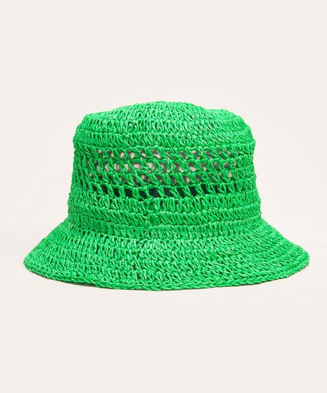 chapéu bucket crochê palha  verde