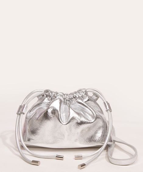 bolsa bucket metalizada prata