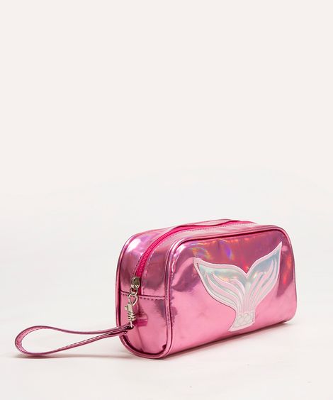 nécessaire infantil metalizada sereia pink