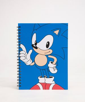 caderno sonic com espiral azul