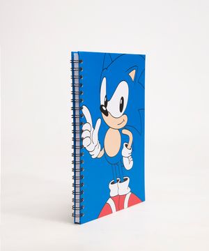 caderno sonic com espiral azul