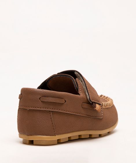 mocassim infantil com velcro caramelo