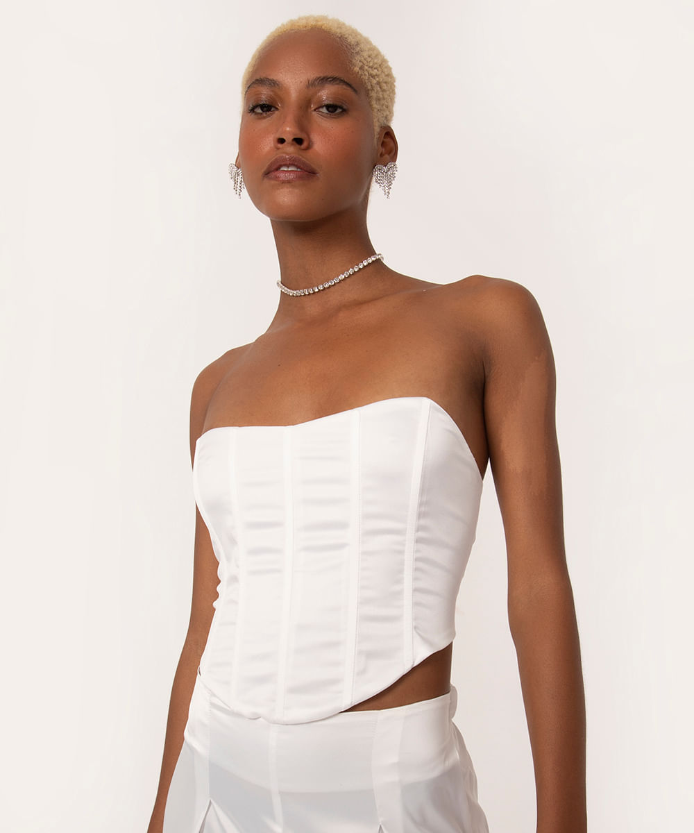 corset alfaiatado com botões off white - C&A