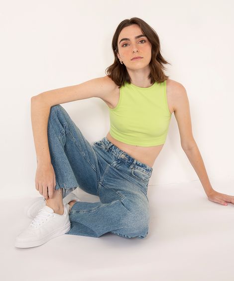 cropped halterneck de poliamida preto