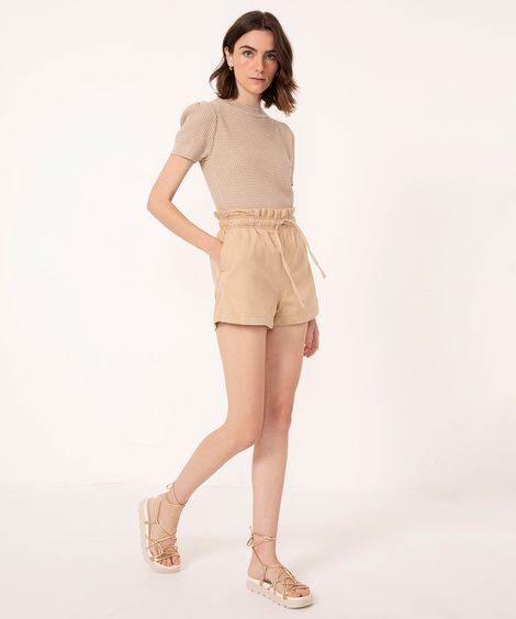 short clochard de sarja com cordão kaki