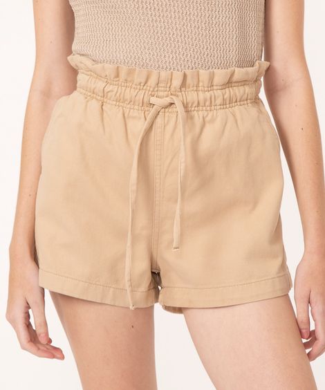 short clochard de sarja com cordão kaki
