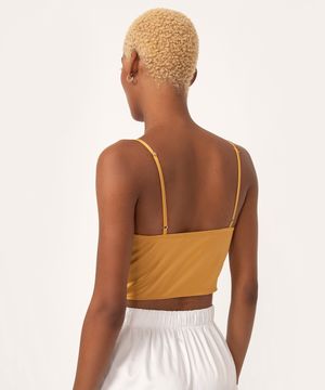blusa corset de cetim alça fina  dourado