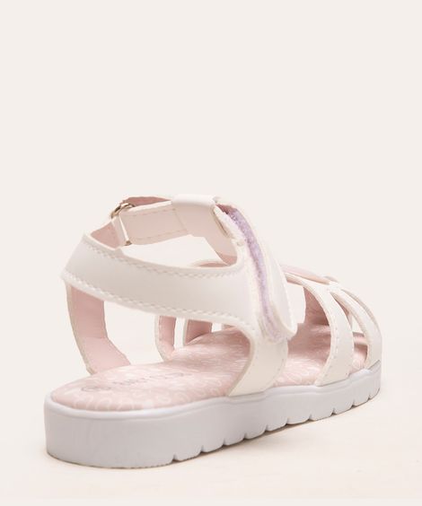 sandália infantil coração com velcro branca