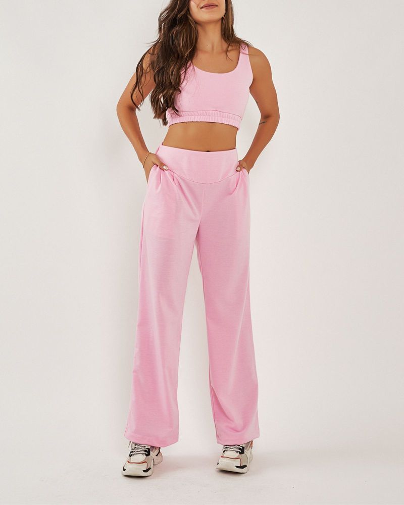 conjunto feminino calça e cropped moletom rosa dicollani dconj 17 - C&A