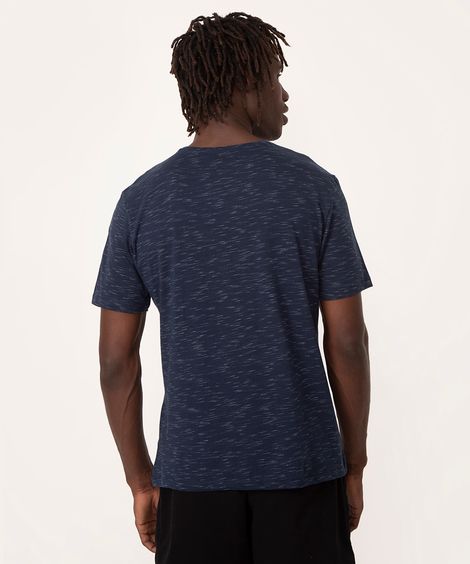 camiseta de algodão mesclada manga curta azul marinho