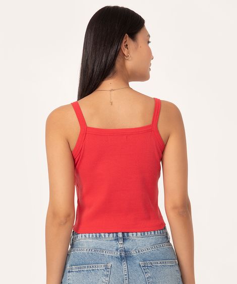 regata básica de algodão cropped  vermelho