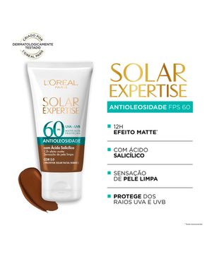Protetor Solar Facial L'Oréal Paris Solar Expertise Antioleosidade FPS 60 Cor Negra 40g Único