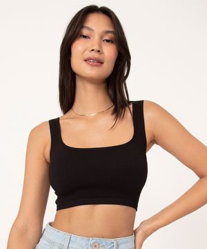 top cropped de poliamida preto