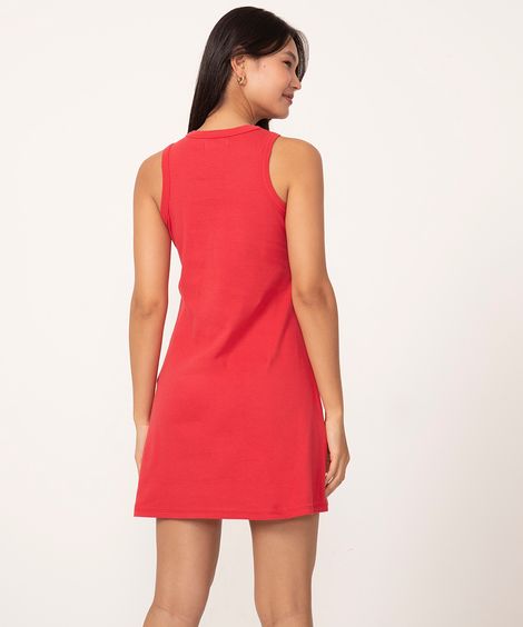 vestido de algodão curto básico decote halter neck vermelho