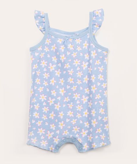 macaquinho infantil floral azul claro