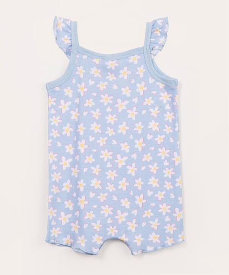 macaquinho infantil floral azul claro