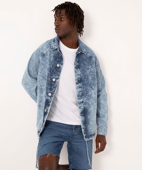 jaqueta jeans bomber ciclos azul médio