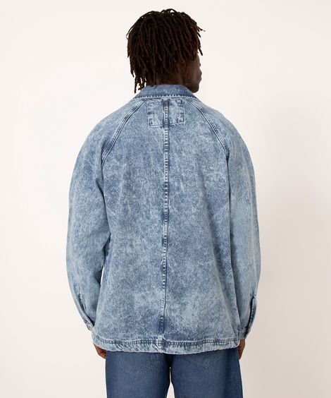 jaqueta jeans bomber ciclos azul médio