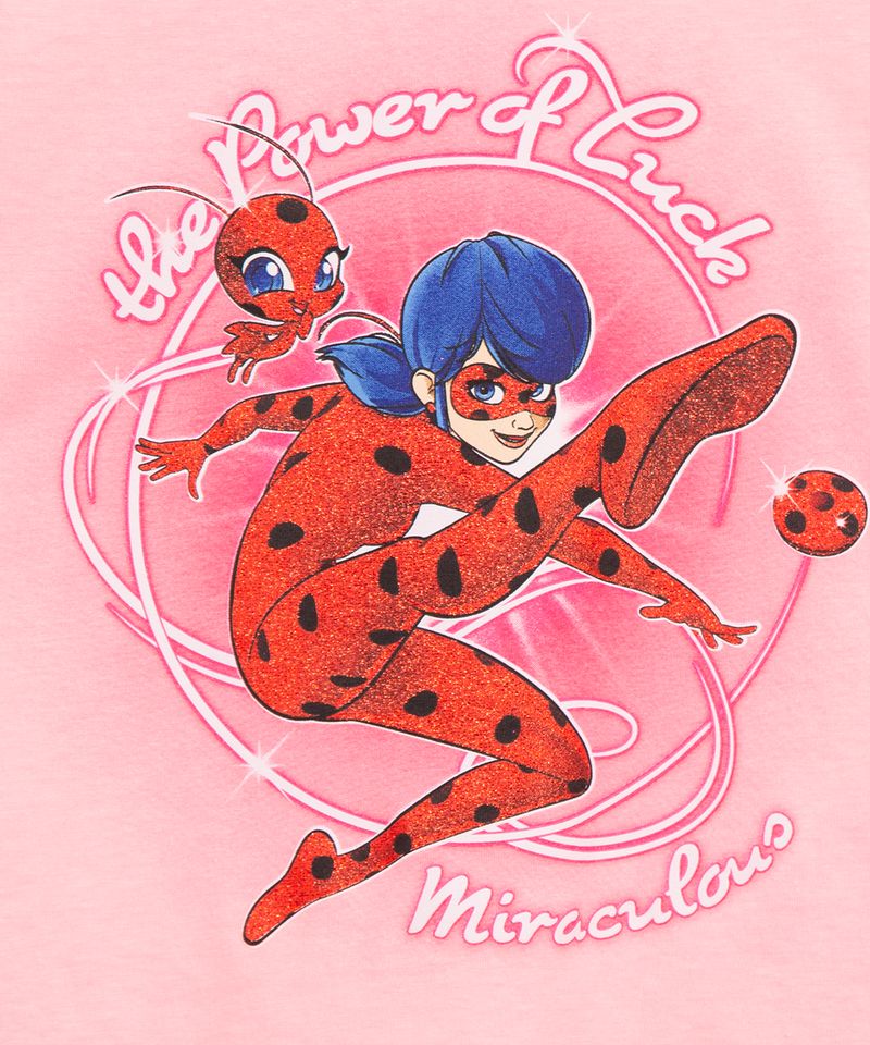 Camiseta Infantil Estampa Ladybug Miraculous Tam 4 a 10