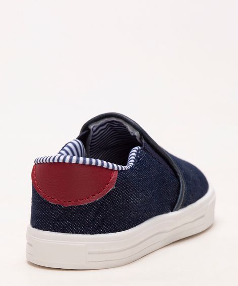 tênis infantil slip on jeans azul jeans