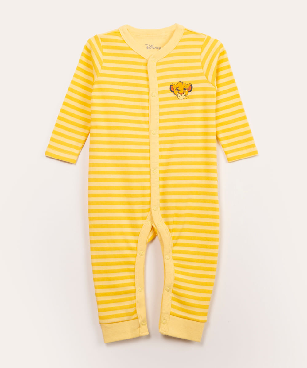 macacão infantil longo rei leão amarelo Menor preço em macacão infantil longo rei leão amarelo