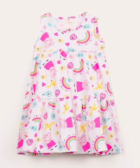vestido infantil peppa pig sem manga off white