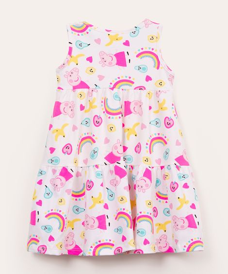vestido infantil peppa pig sem manga off white