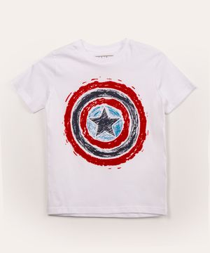 camiseta infantil manga curta capitão américa off white