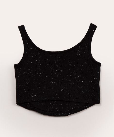 regata juvenil cropped corset com glitter preto