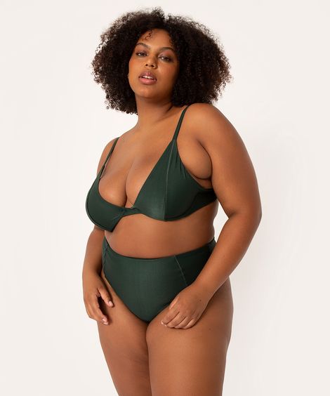 biquíni calcinha plus size tanga hot pant com proteção uv50 verde militar