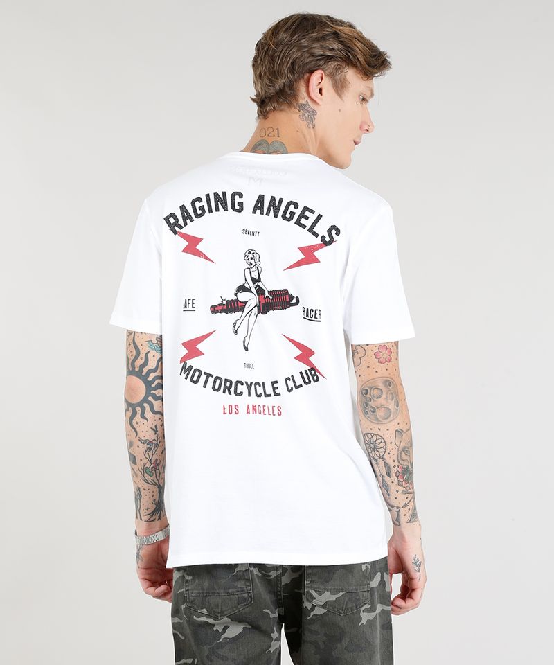 Camiseta-Masculina--Racing-Angels--Manga-Curta-Gola-Careca-Off-White ...