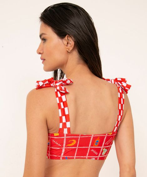 biquíni top regata amarração la pomponera com proteção uv50+ vermelho