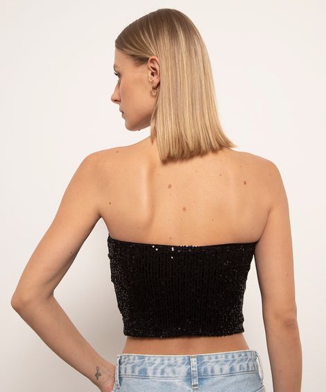 top corset de paetê mindset preto