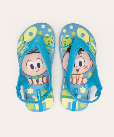 chinelo infantil cascão e cebolinha turma da mônica ipanema azul claro