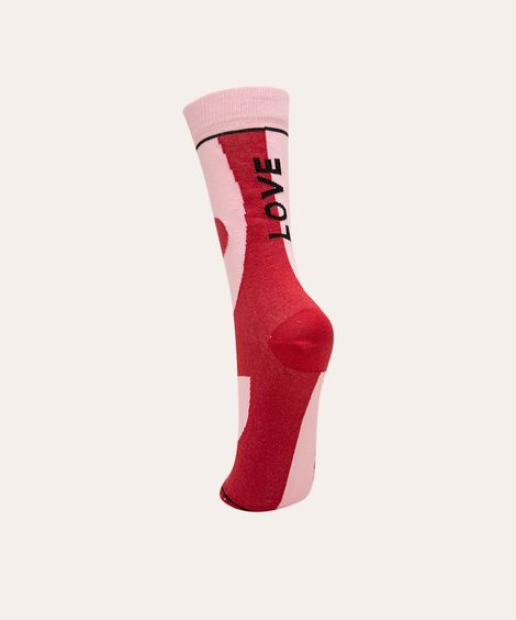 meia cano alto love vermelho