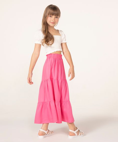 saia infantil de viscose longa rosa