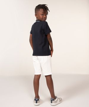 polo infantil de algodão com bordado azul marinho