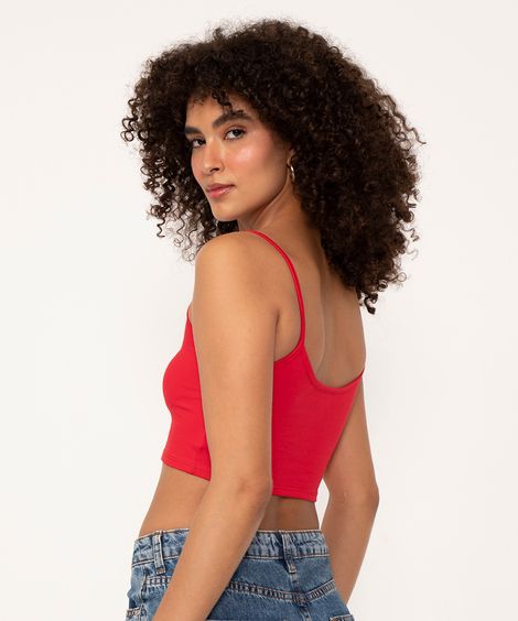 regata cropped básica alça fina decote redondo cereja