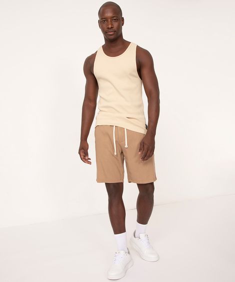bermuda com linho jogger  marrom claro