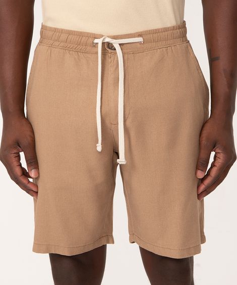 bermuda com linho jogger  marrom claro