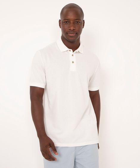 polo comfort com botões off white