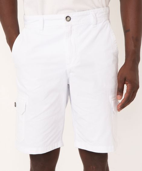 bermuda de sarja cargo branco