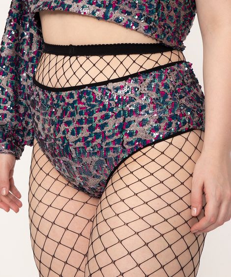 short hot pant paetê ohlograma multicor