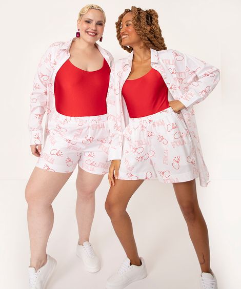 short de algodão folia chic alexia hentsch off white