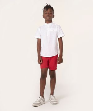 bata infantil gola padre manga curta branco